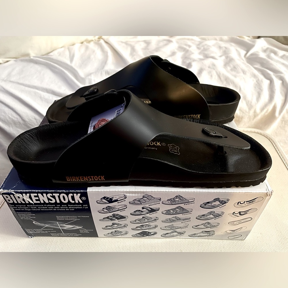 Men’s black Birkenstocks brand new bought in Amsterdam